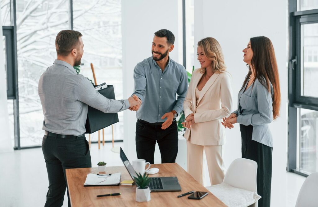 Professional occupation. Group of business people that working on the project in the office